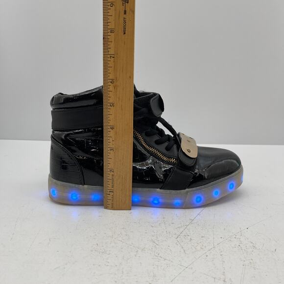 High Top LED Light Up Shoes Black Gold Sneakers Glow Sole Unisex Size 39 - Picture 15 of 15